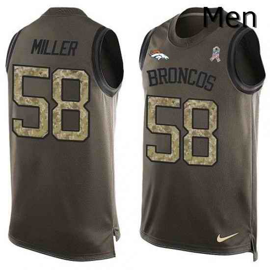 Men Nike Denver Broncos 58 Von Miller Limited Green Salute to Service Tank Top NFL Jersey